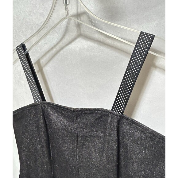 BCBG Maxazria Jean L Black Denim Spaghetti Polka Dot‎ Strap Dress - No Size Tag - Picture 7 of 11